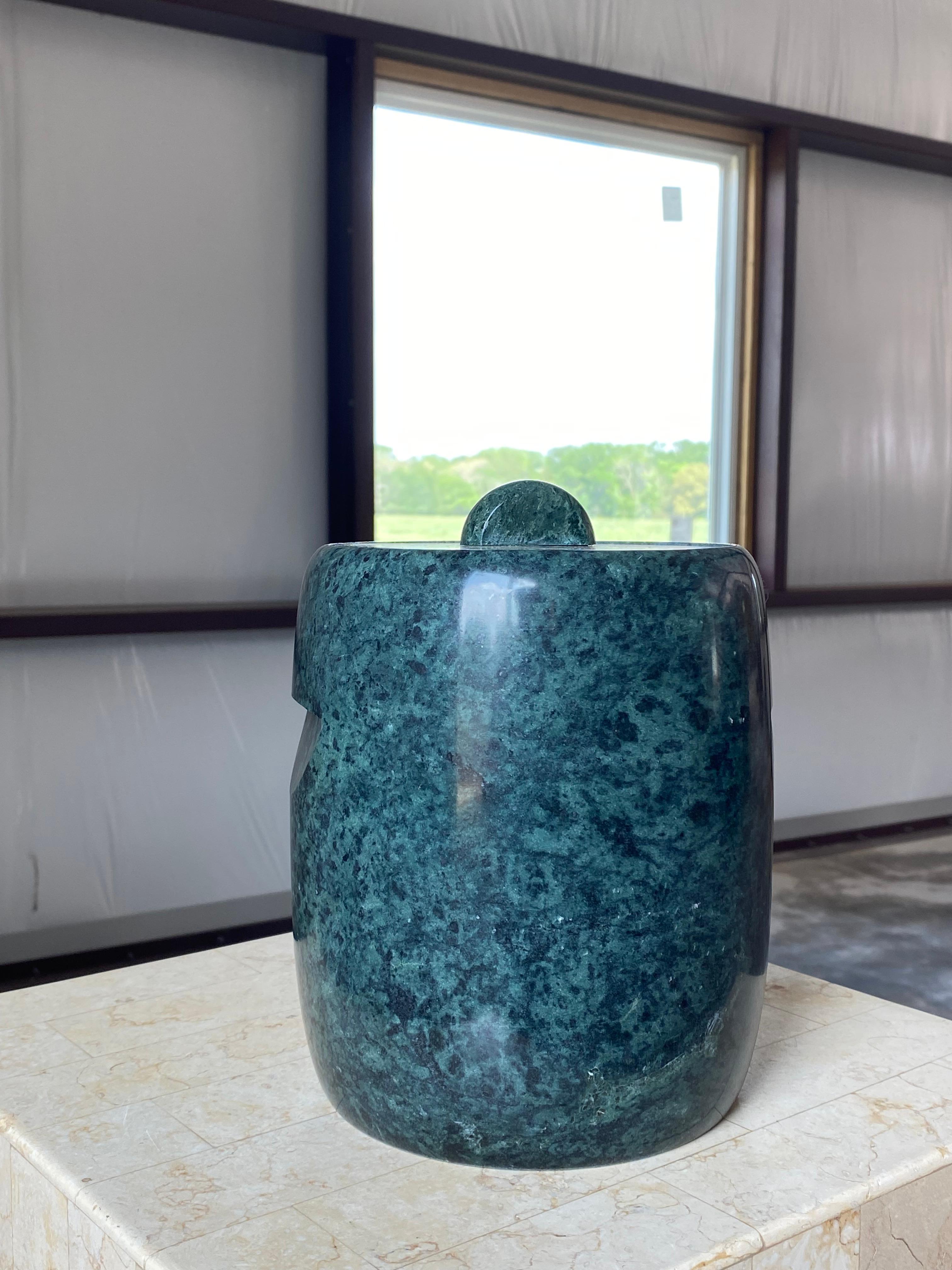 Verdi Marble Modernist Ice Bucket (Attr. to Georges Briard) For Sale 2