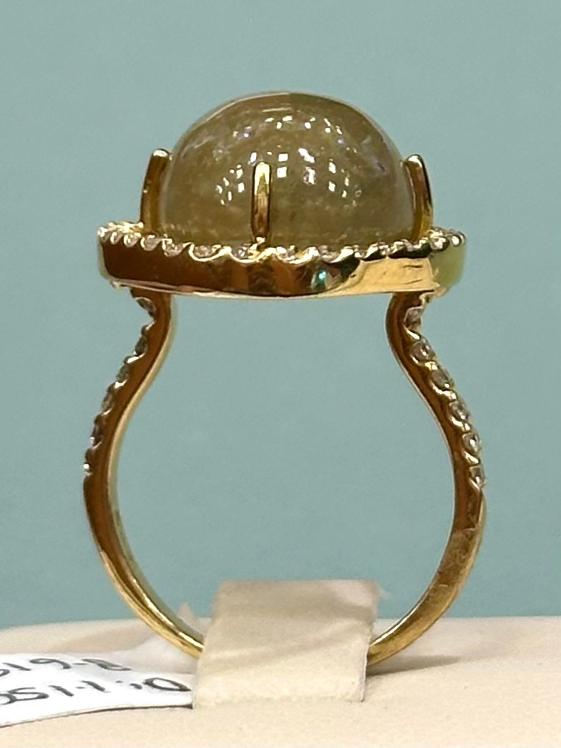 VERDI Rutile Quartz 18 Karat Yellow Gold and Diamond Ring In New Condition For Sale In New York, NY