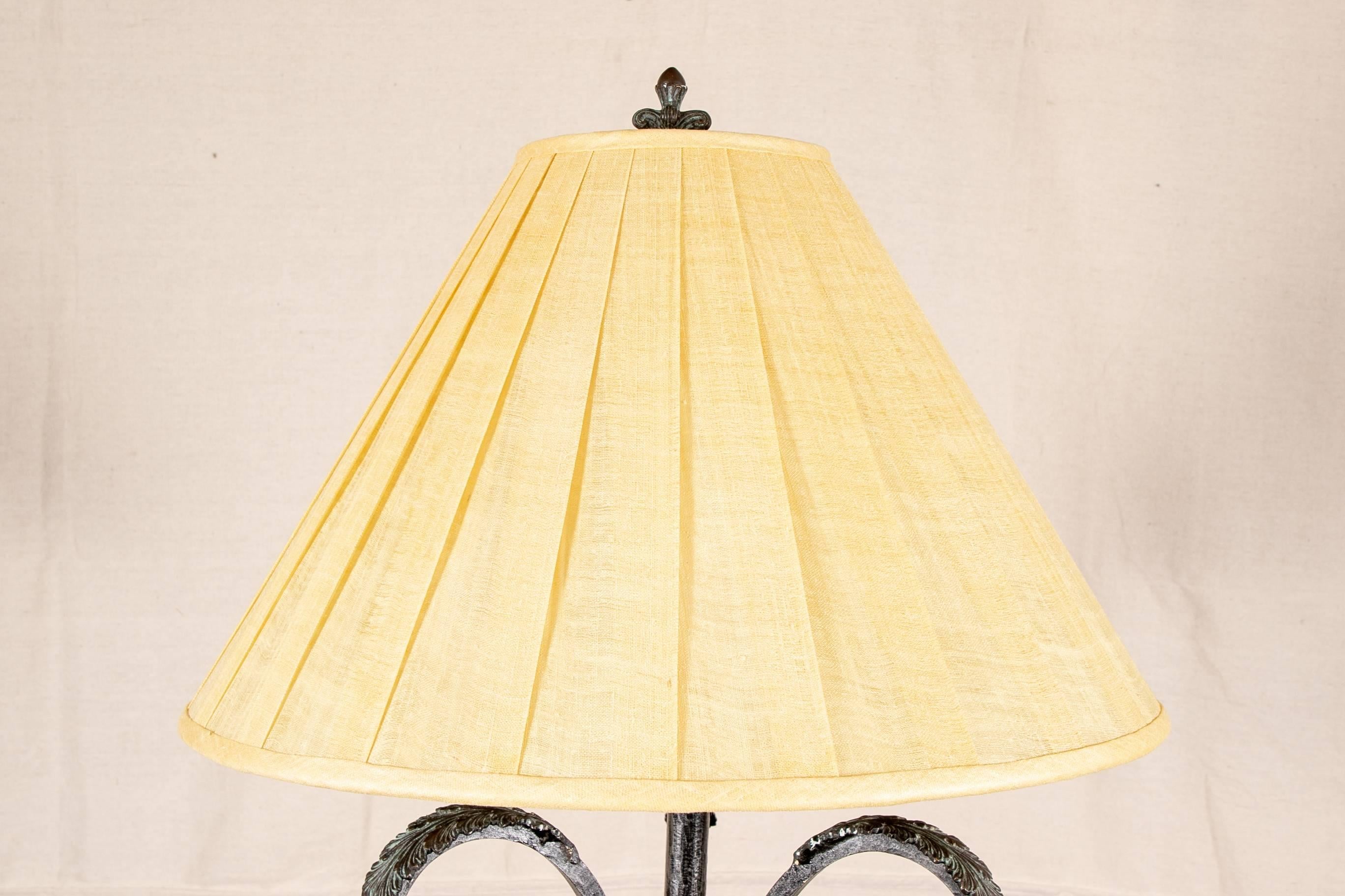Verdigris and Brown Patinated Bronze Floor Lamp In Good Condition In Bridgeport, CT