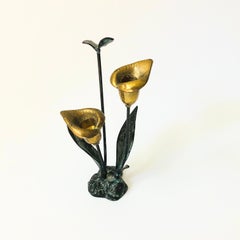 Verdigris Brass Calla Lily Candle Holder