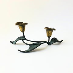 Verdigris Brass Calla Lily Candle Holder
