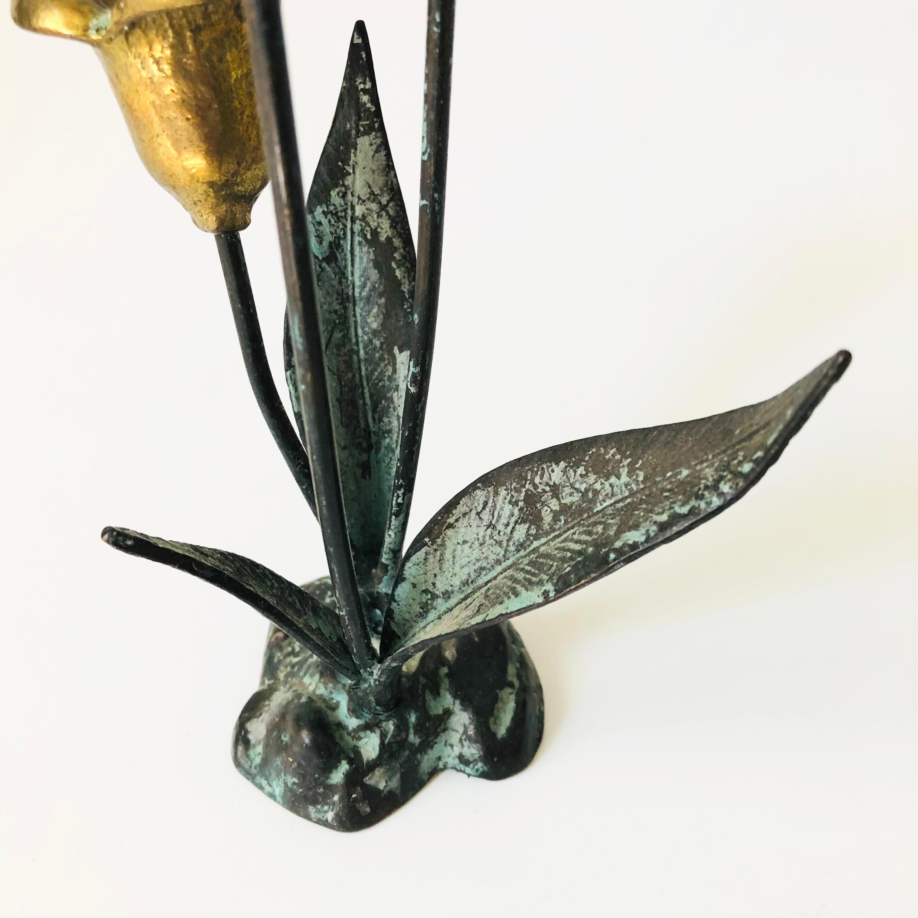 Verdigris Brass Calla Lily Candle Holder 3