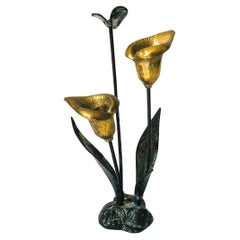 Verdigris Brass Calla Lily Candle Holder