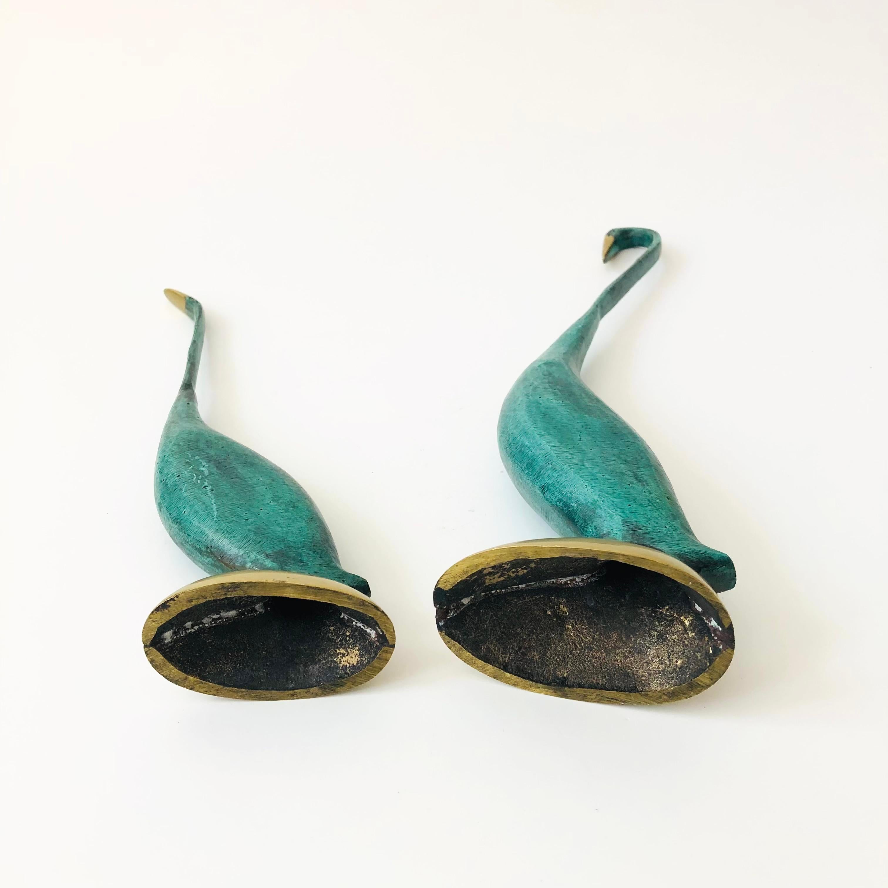Verdigris Brass Cranes - Set of 2 2