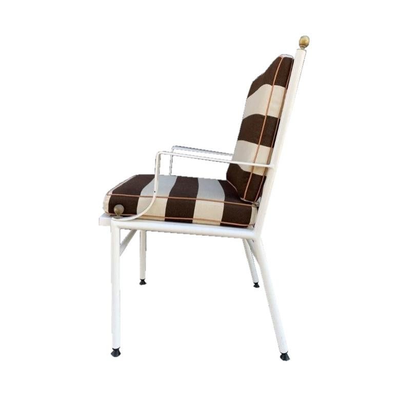Mid-Century Modern Verdigris Brass & White Chair For Sale