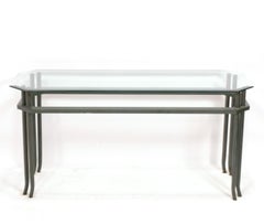 Verdigris Bronze Finish Metal Console Table circa 1980s 56"w x 27.5"h x 20"d