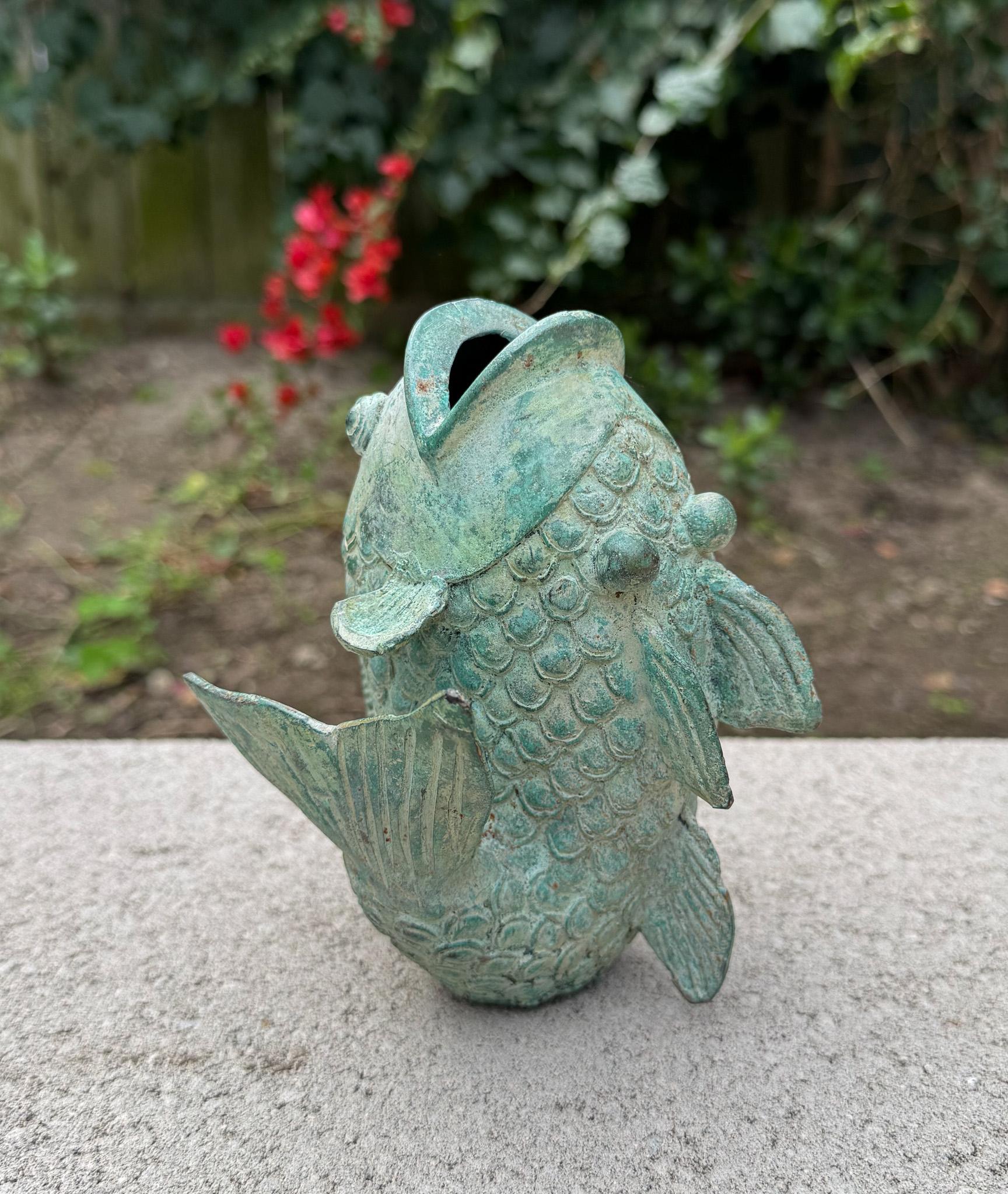 Verdigris Bronze Koi Fish Sculpture / Vase, 20th Century 2