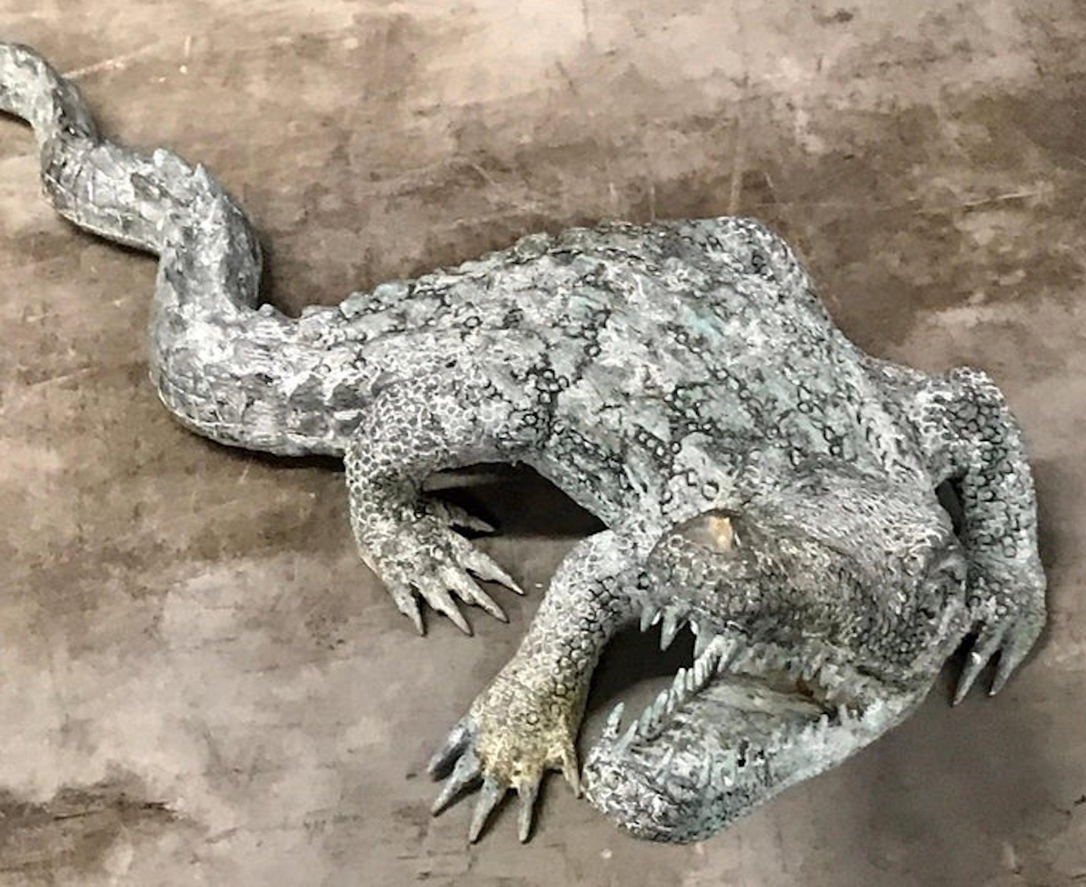 Verdigris Bronze of an American Alligator In Good Condition For Sale In Oaks, PA
