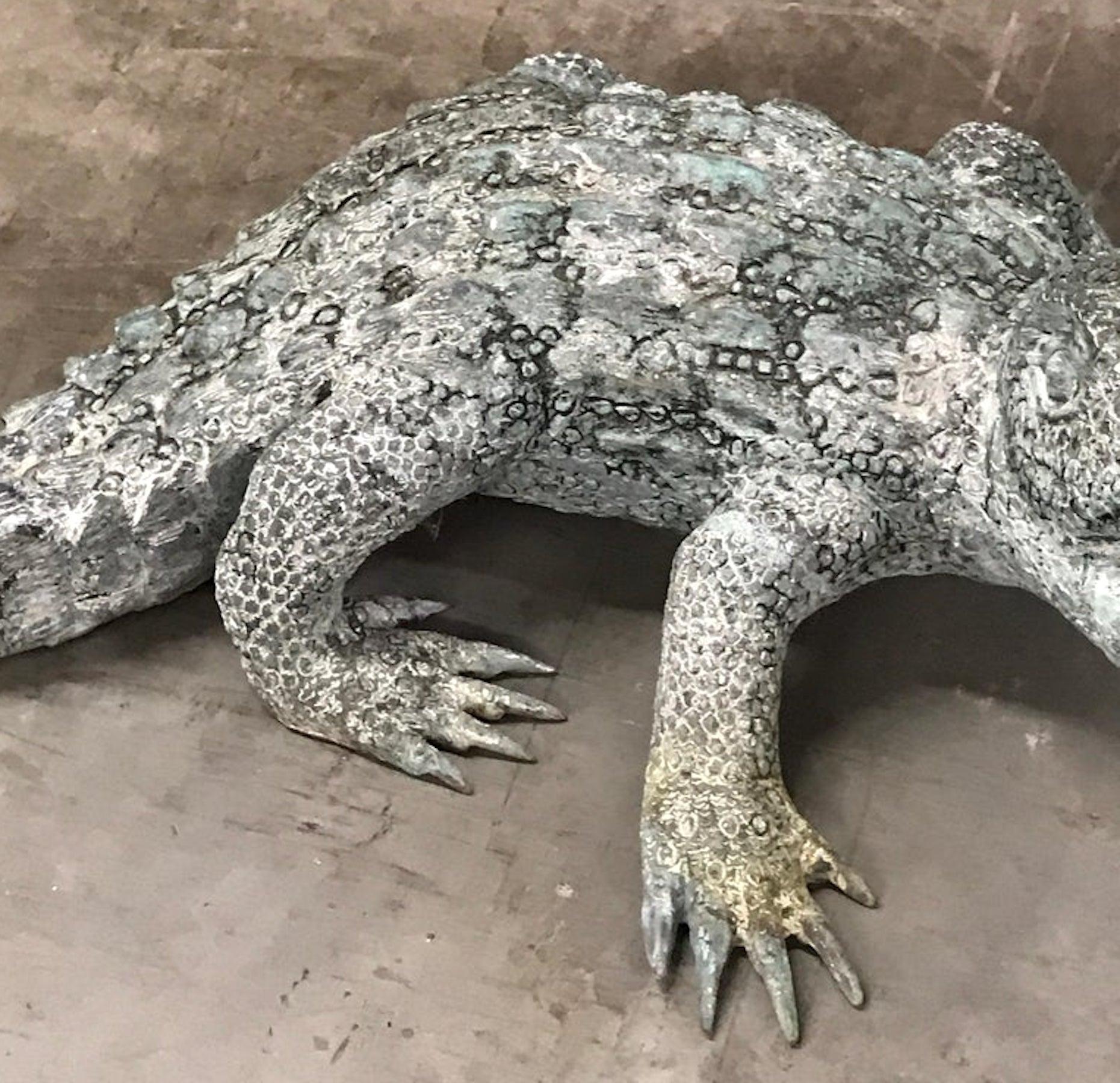 Verdigris Bronze of an American Alligator For Sale 3