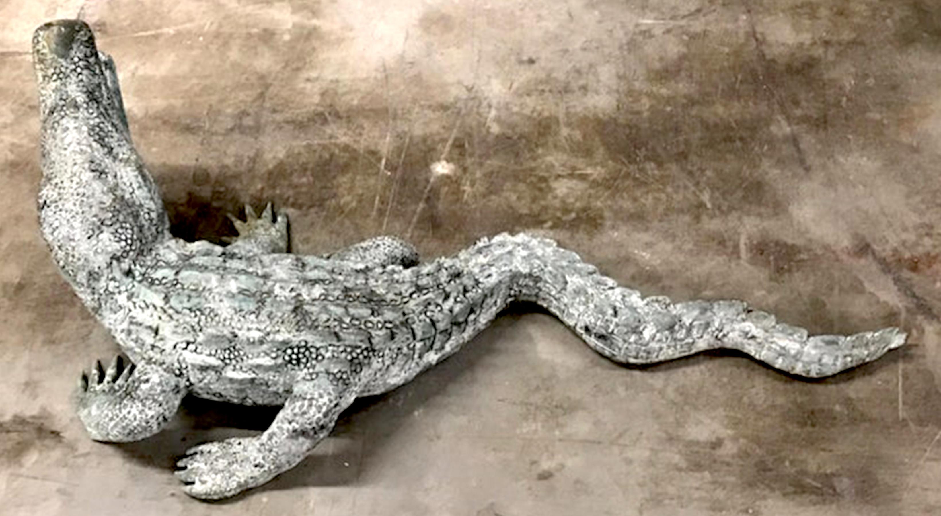 Verdigris Bronze of an American Alligator For Sale 4