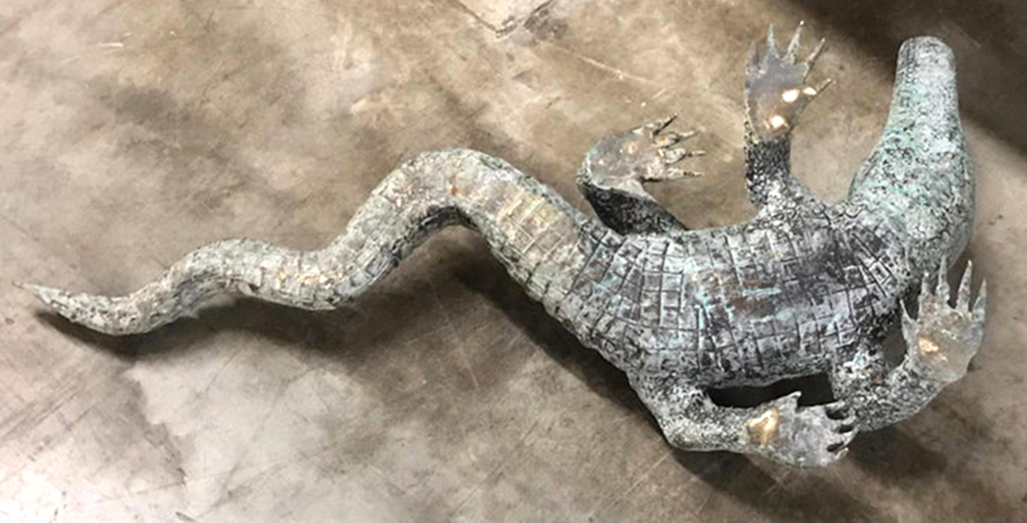 Verdigris Bronze of an American Alligator For Sale 5