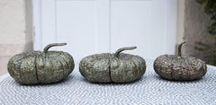 Verdigris Bronze Pumpkin Tea Light Bowls France 1960s Set of Three