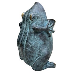 Verdigris Bronze-Skulptur- Froschvase von San Pacific International, 20. Jahrhundert