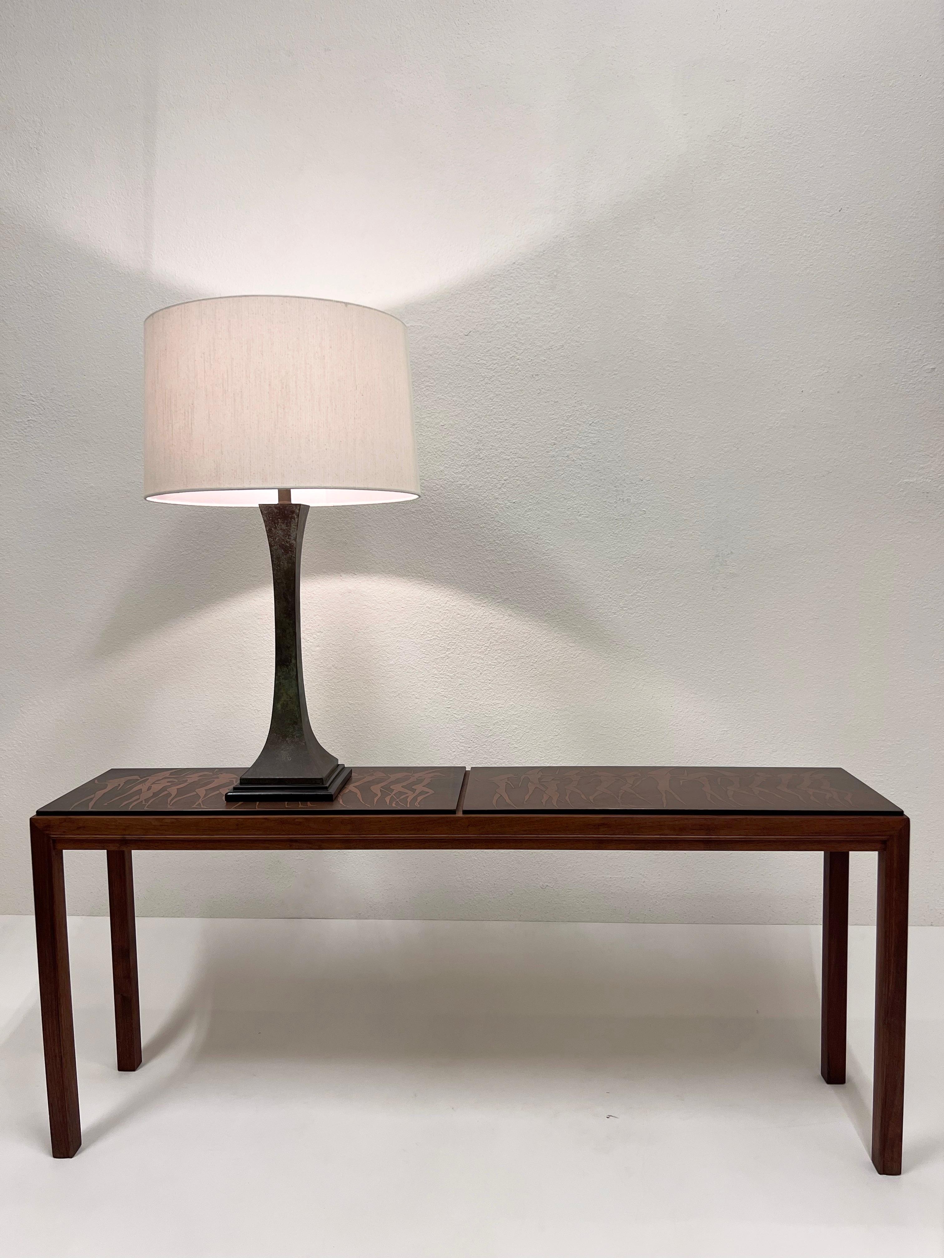 American Verdigris Bronze Table Lamp by Stewart Ross James for Hanse Lighting For Sale