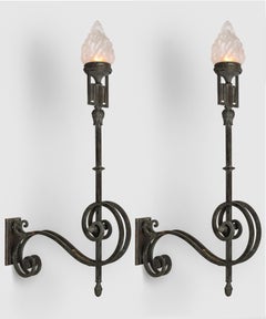 Verdigris Bronze Wall Torch, circa 1880