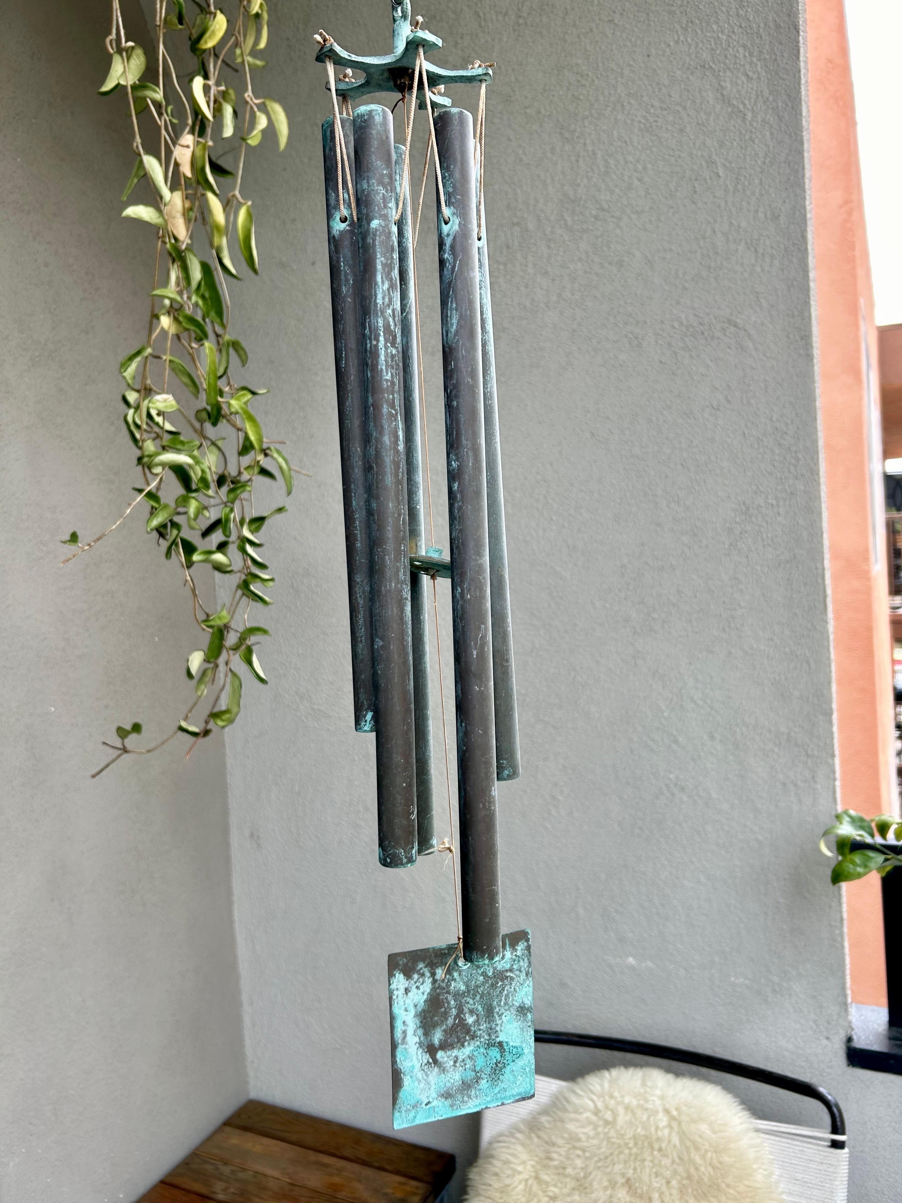 Modern Verdigris Bronze Wind Chime  For Sale