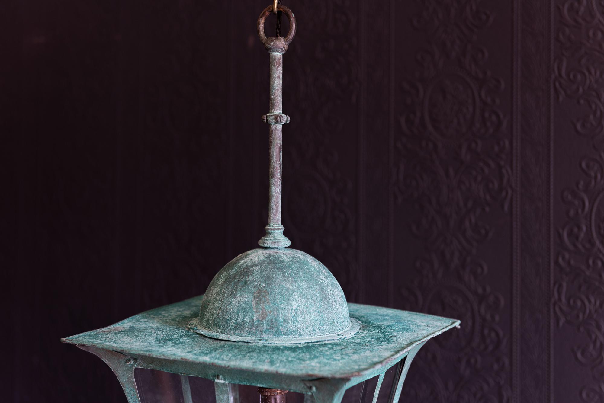 British Verdigris Copper Arts & Crafts Lantern