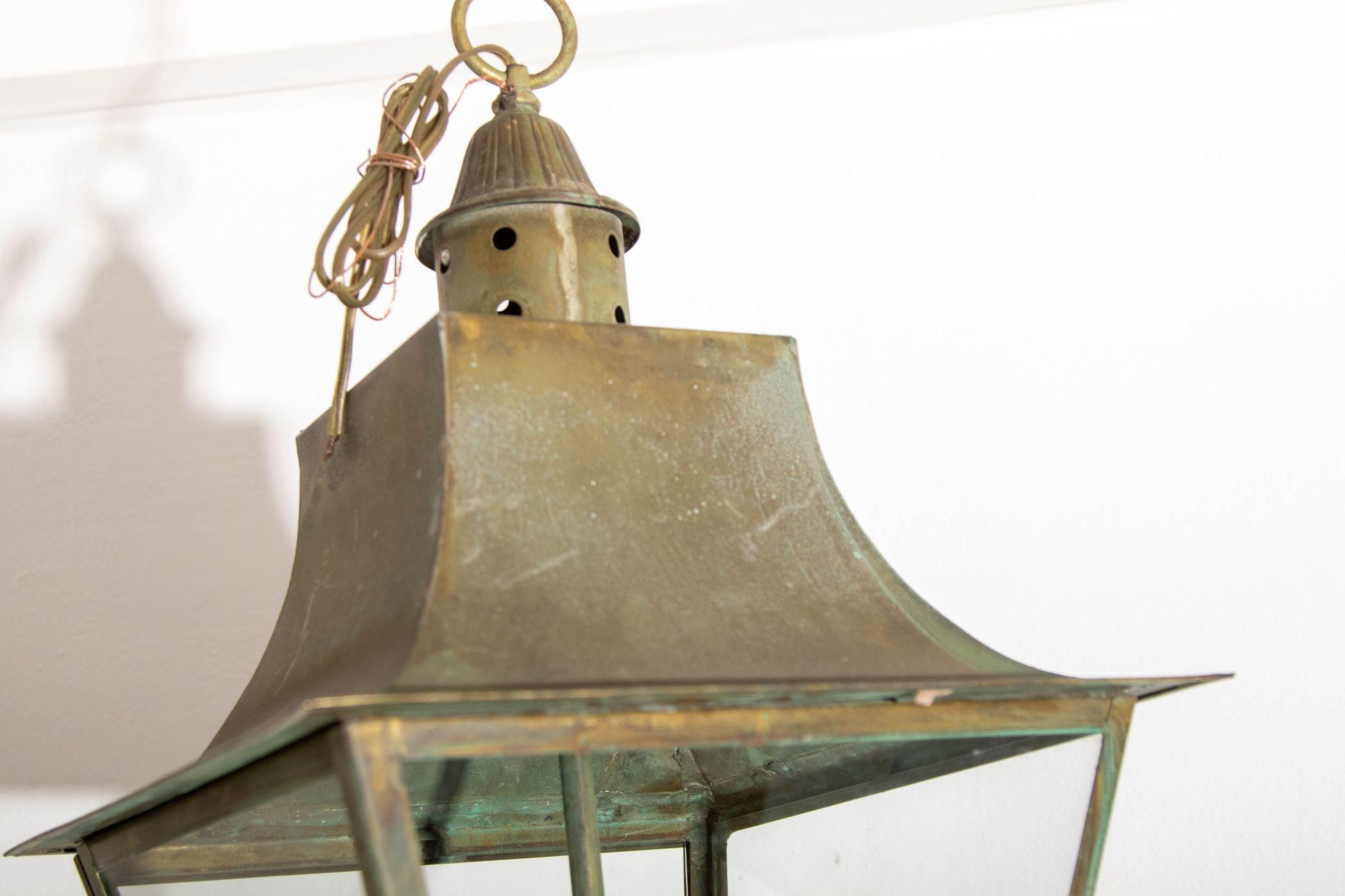 Verdigris Copper Brass Hanging Hall Lantern 3