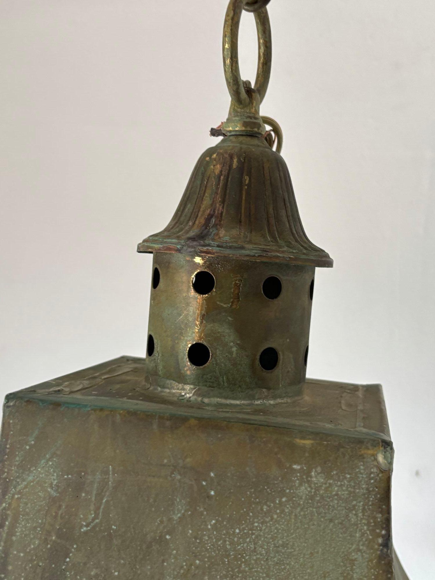 Verdigris Copper Brass Hanging Hall Lantern 9