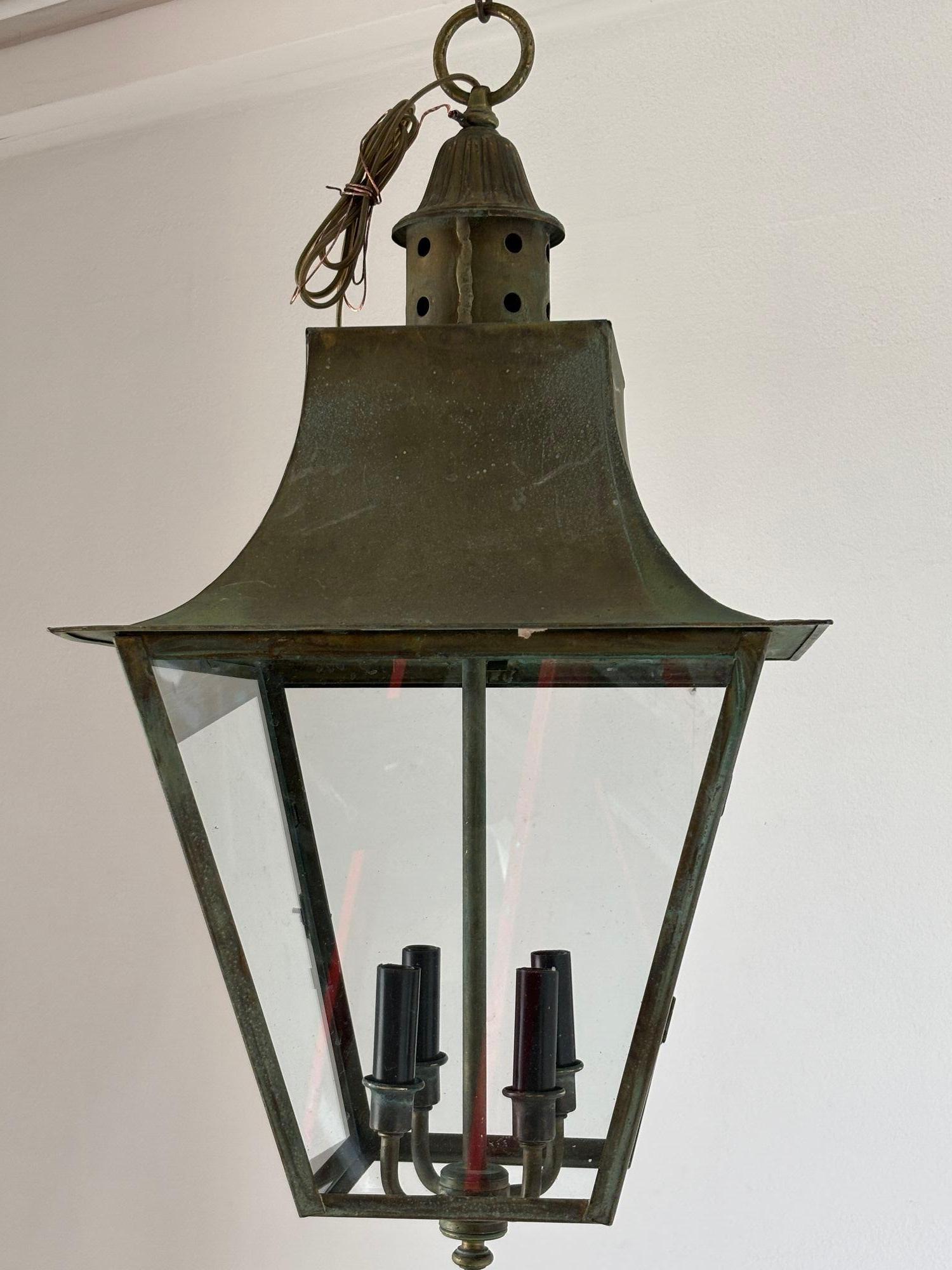 Verdigris Copper Brass Hanging Hall Lantern 10