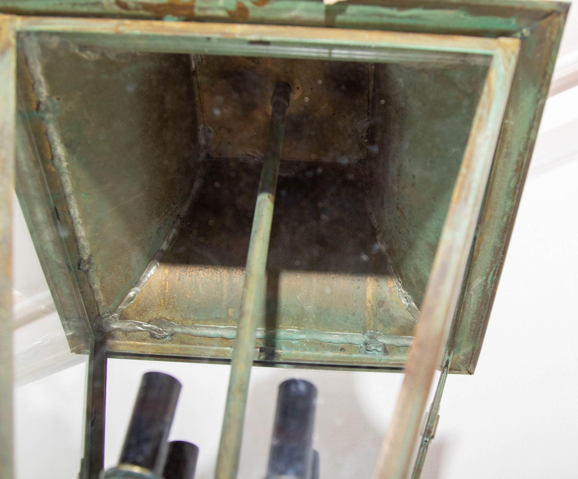 Unknown Verdigris Copper Brass Hanging Hall Lantern