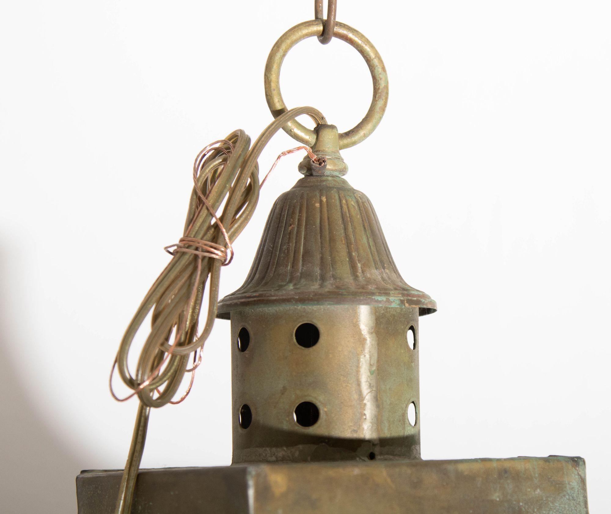 Verdigris Copper Brass Hanging Hall Lantern 2