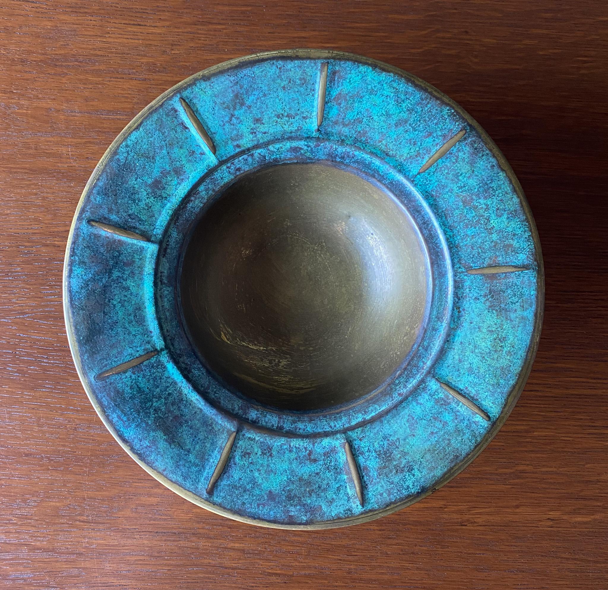 Mid-Century Modern Verdigris Copper Footed Bowl, Italy, 1960's  For Sale