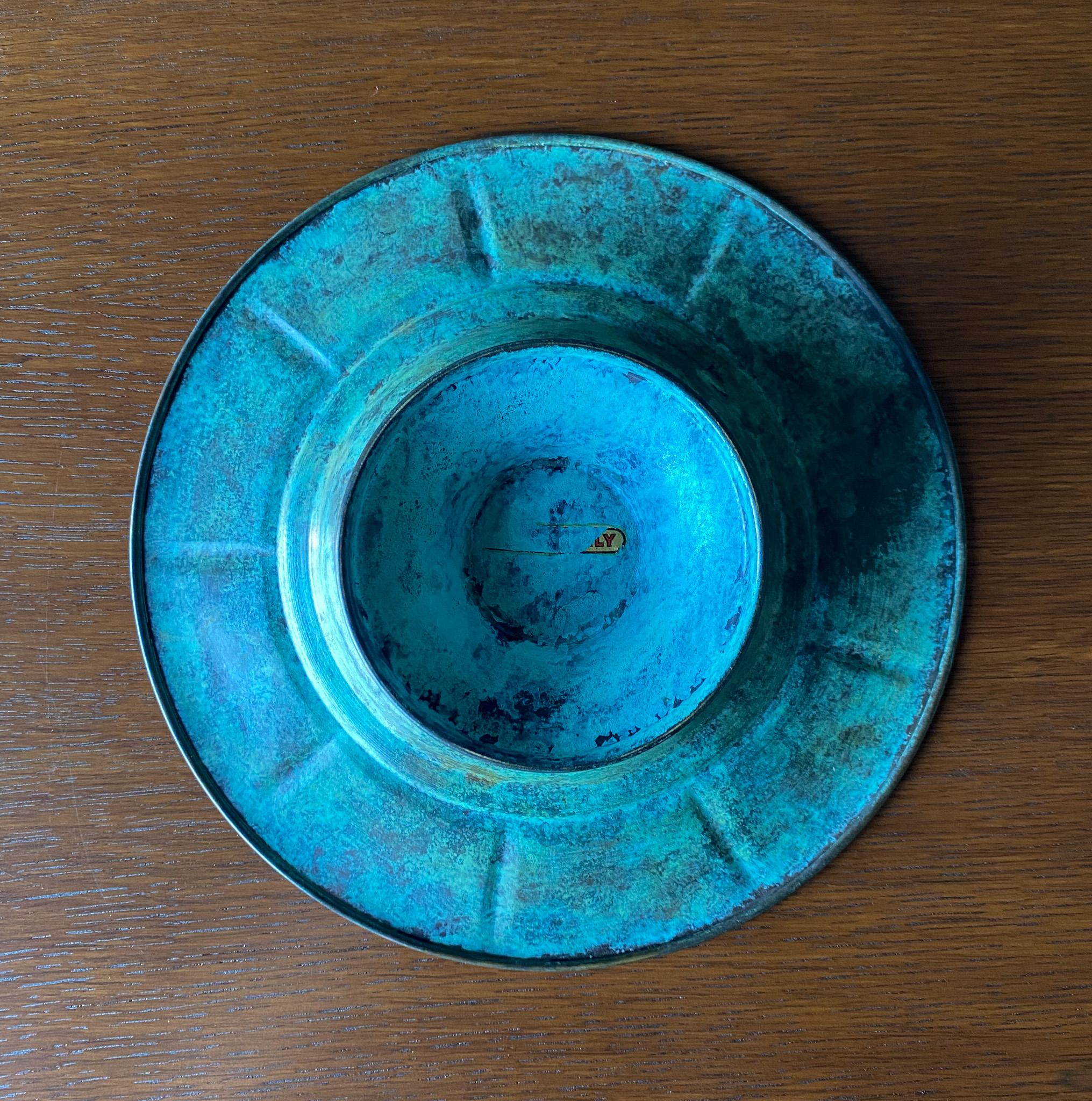20th Century Verdigris Copper Footed Bowl, Italy, 1960's  For Sale