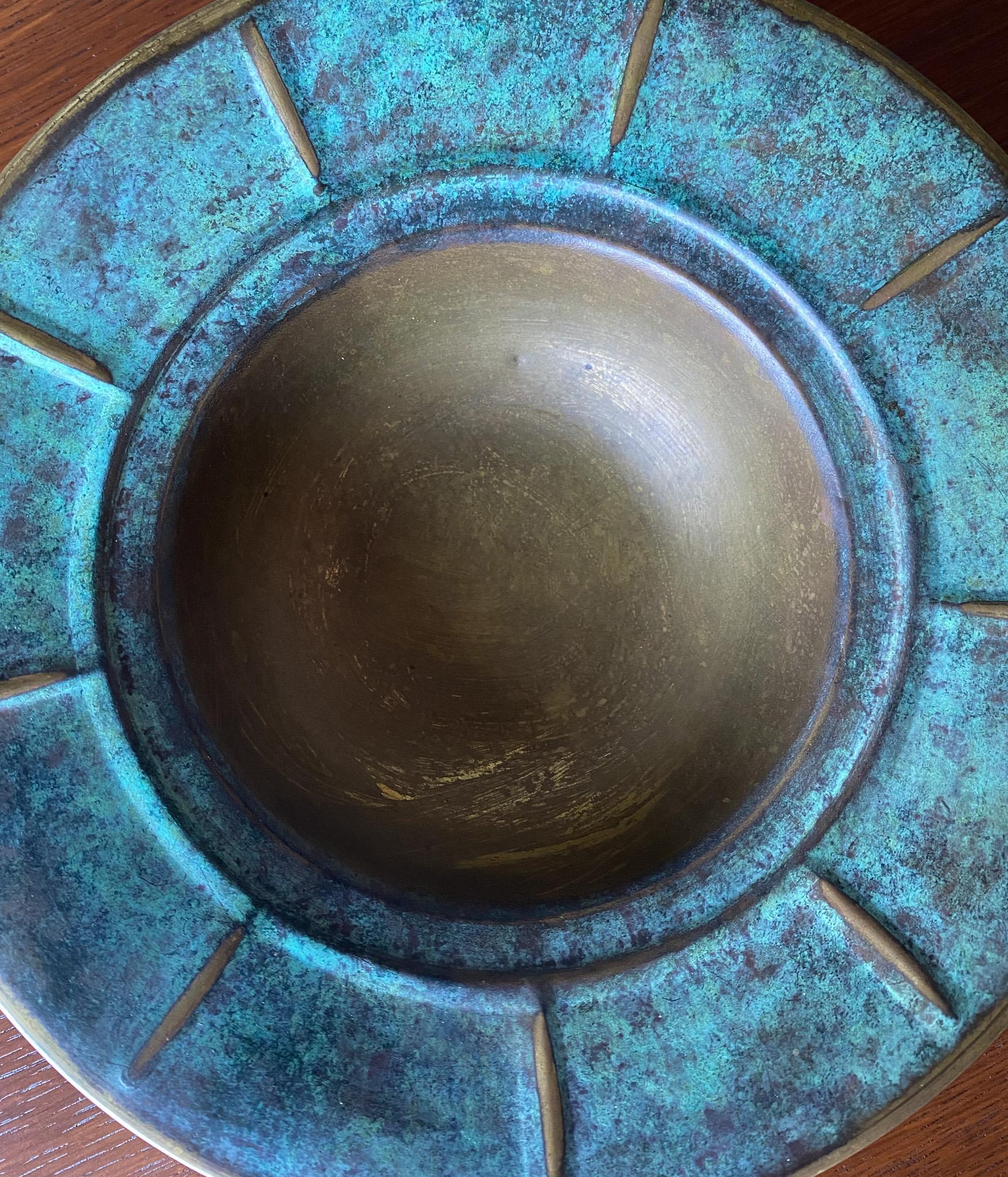 Verdigris Copper Footed Bowl, Italy, 1960's  For Sale 1
