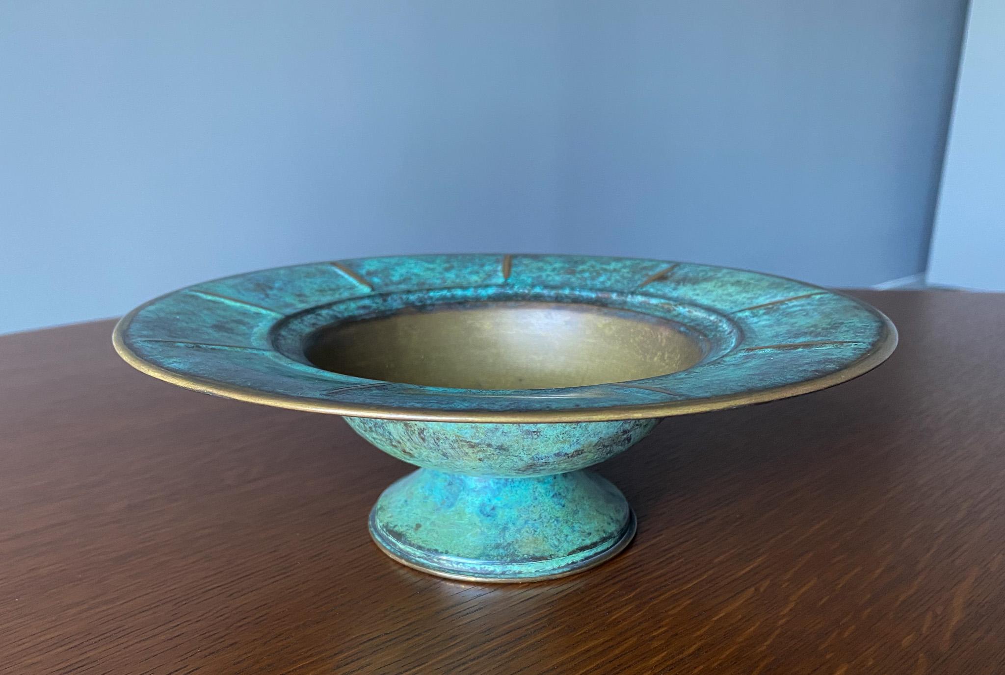 Verdigris Copper Footed Bowl, Italy, 1960's  For Sale 3