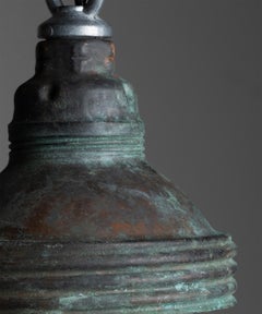 Verdigris Copper Globe Pendants, England, Circa 1930