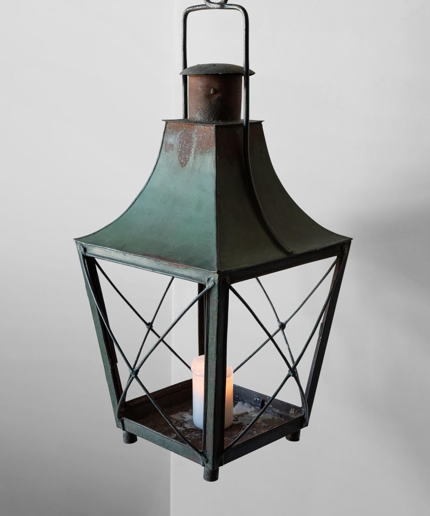 20th Century Copper Garden Lantern, France circa 1900