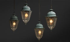 Verdigris Copper Lanterns, France circa 1950