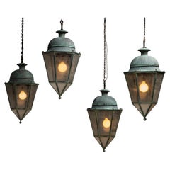 Verdigris Copper Lanterns, France circa 1950