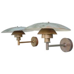 Vintage Verdigris Copper PH5 Louis Poulson Wall Lights, circa 1950s