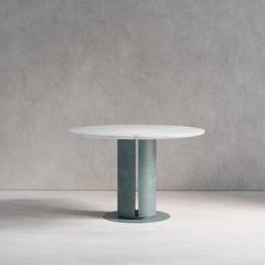 'Verdigris Dining Table' Solid Marble, Patinated Hand-Spun Brass