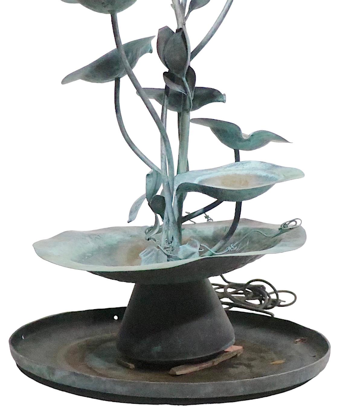 Verdigris Garden Fountain with Lily Pad Foliate Motif c. 1950/1970’s  For Sale 3
