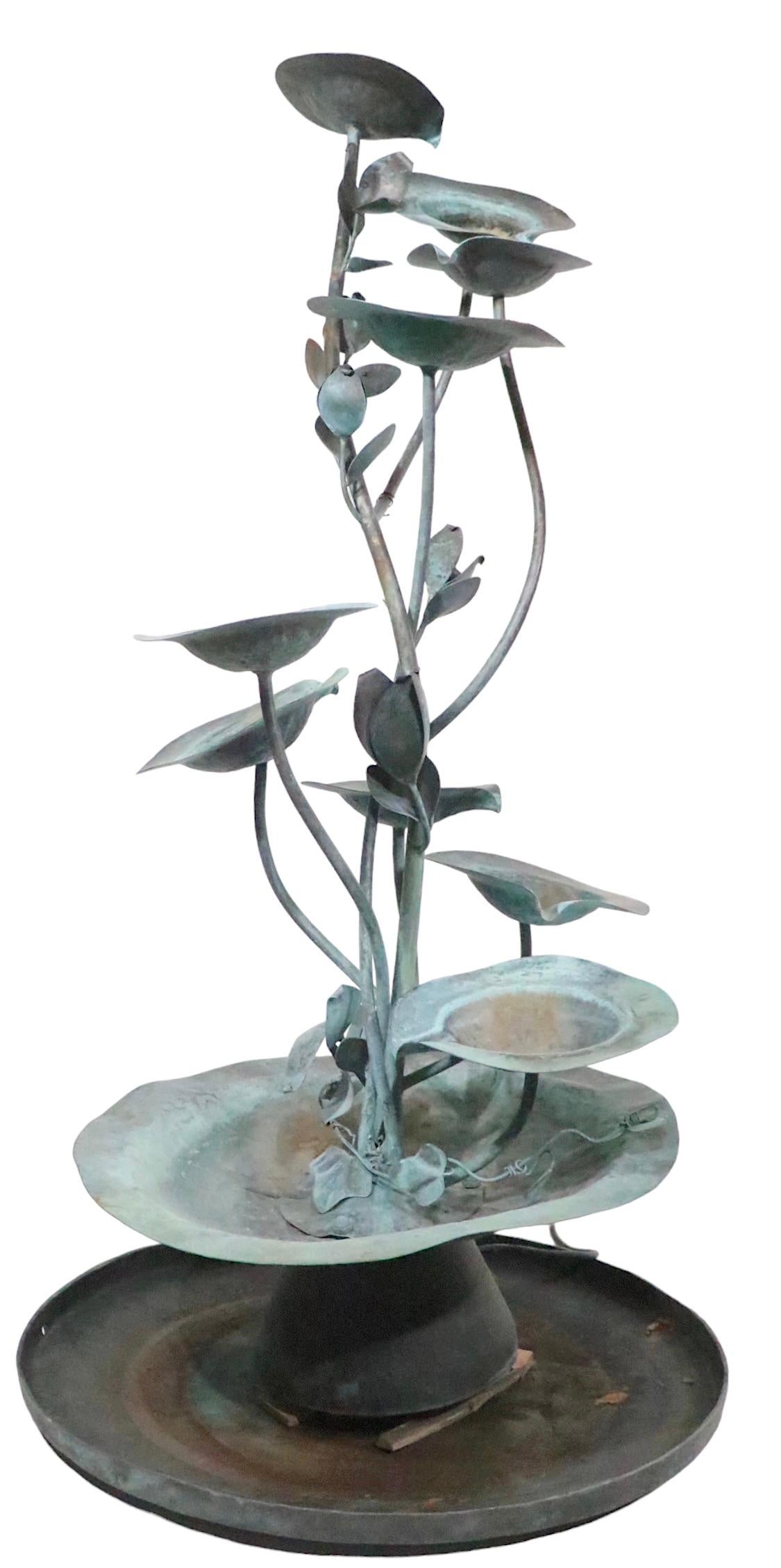 Verdigris Garden Fountain with Lily Pad Foliate Motif c. 1950/1970’s  For Sale 4