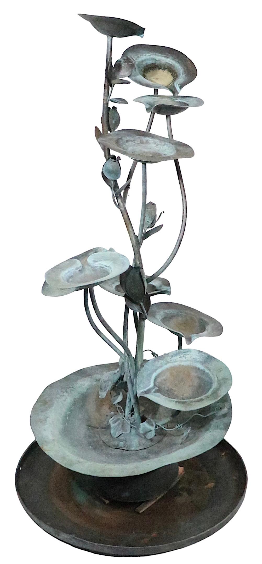 Verdigris Garden Fountain with Lily Pad Foliate Motif c. 1950/1970’s  For Sale 5