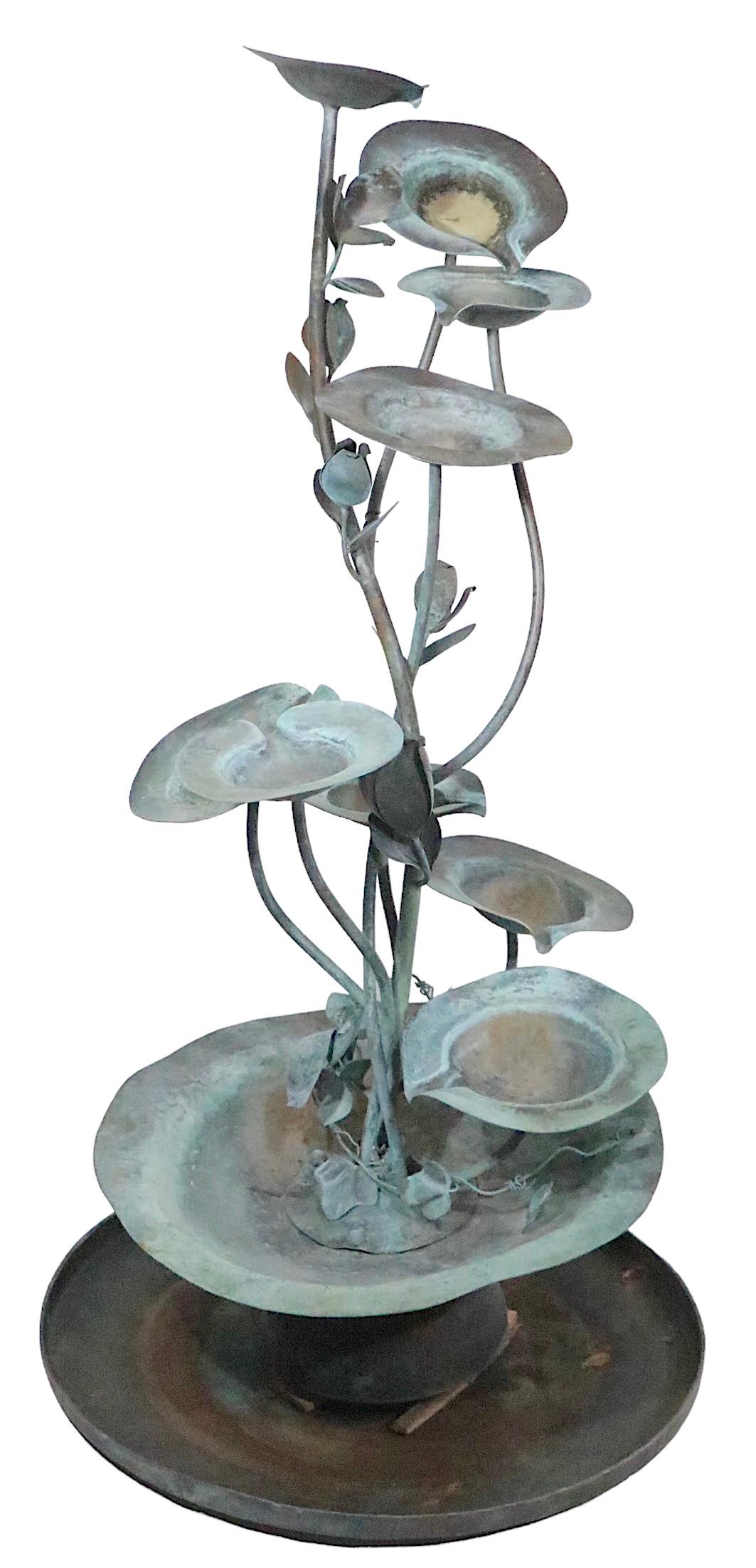 Verdigris Garden Fountain with Lily Pad Foliate Motif c. 1950/1970’s  For Sale 6