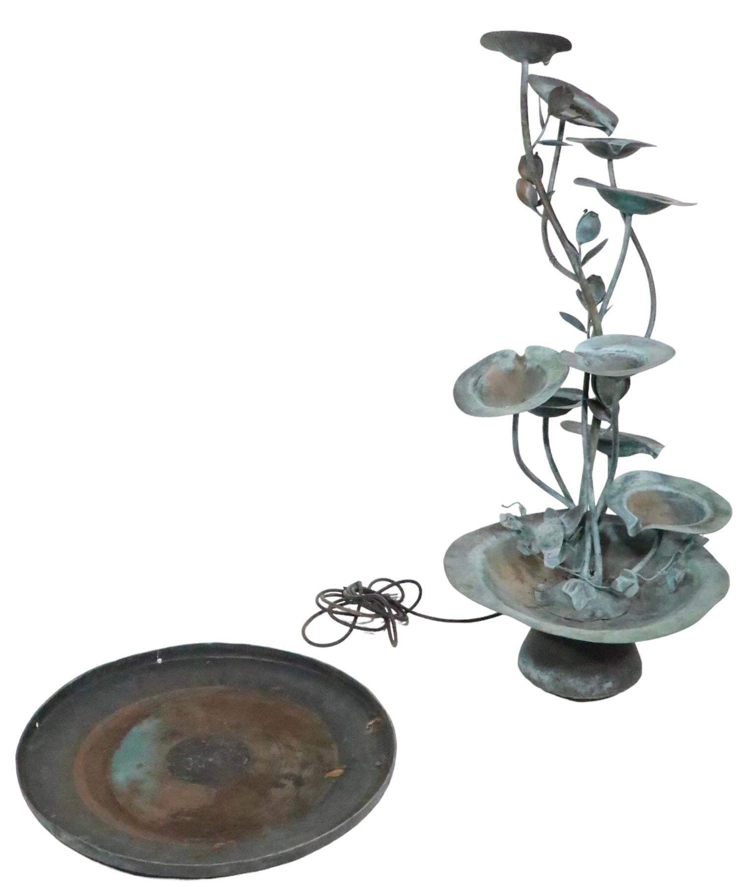 Verdigris Garden Fountain with Lily Pad Foliate Motif c. 1950/1970’s  For Sale 9