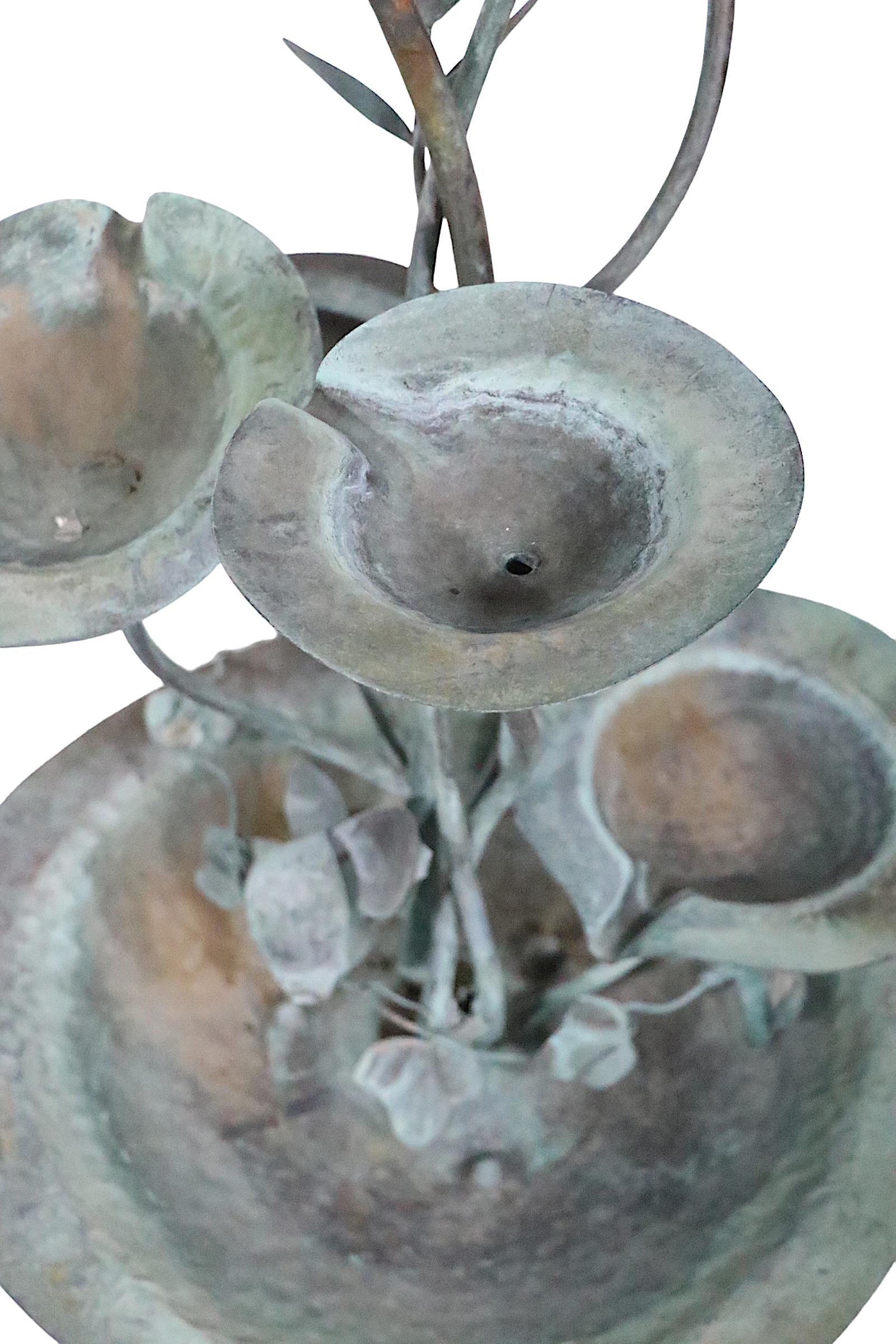 Verdigris Garden Fountain with Lily Pad Foliate Motif c. 1950/1970’s  For Sale 11