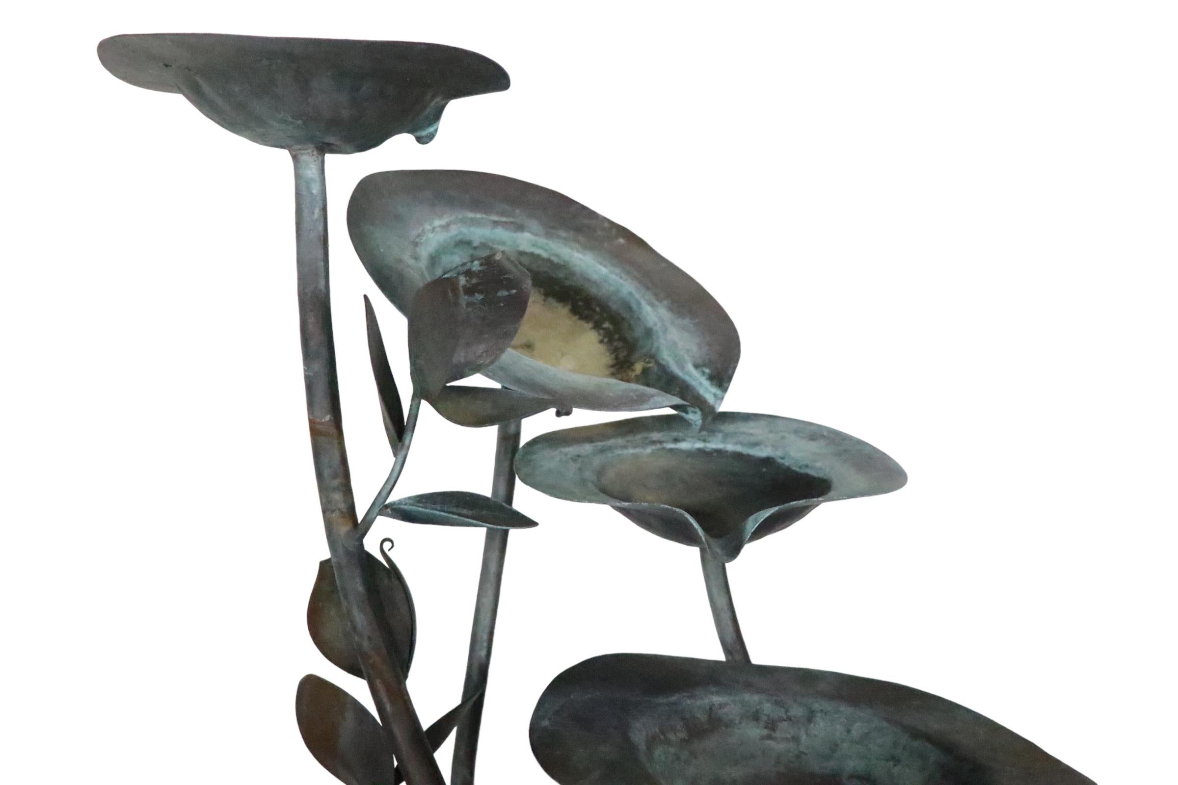 Verdigris Garden Fountain with Lily Pad Foliate Motif c. 1950/1970’s  For Sale 12