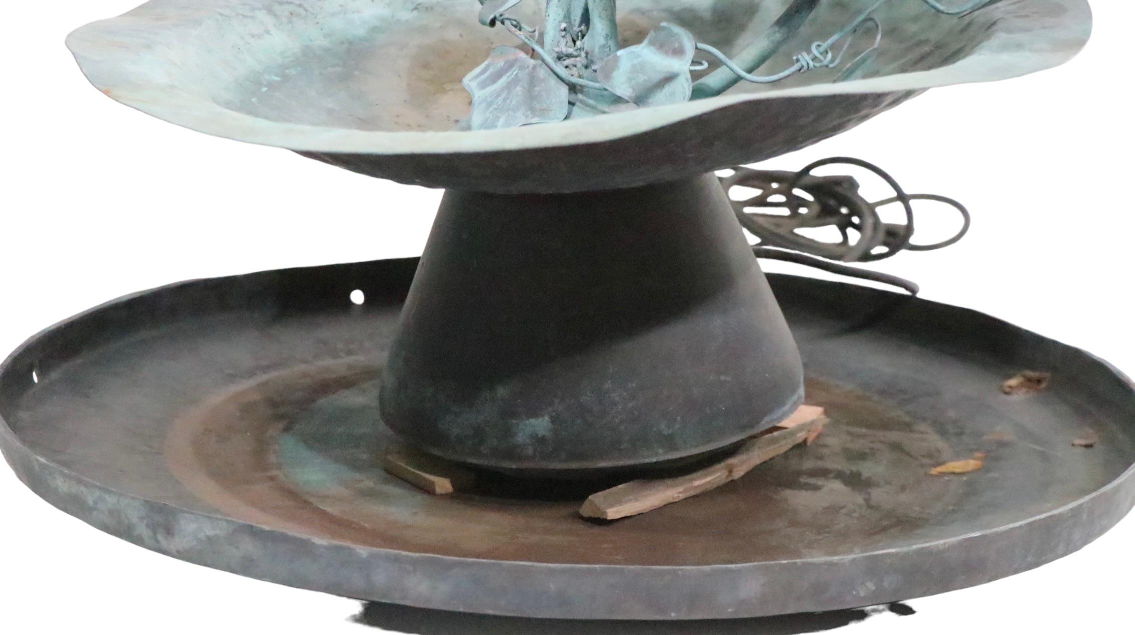 American Verdigris Garden Fountain with Lily Pad Foliate Motif c. 1950/1970’s  For Sale
