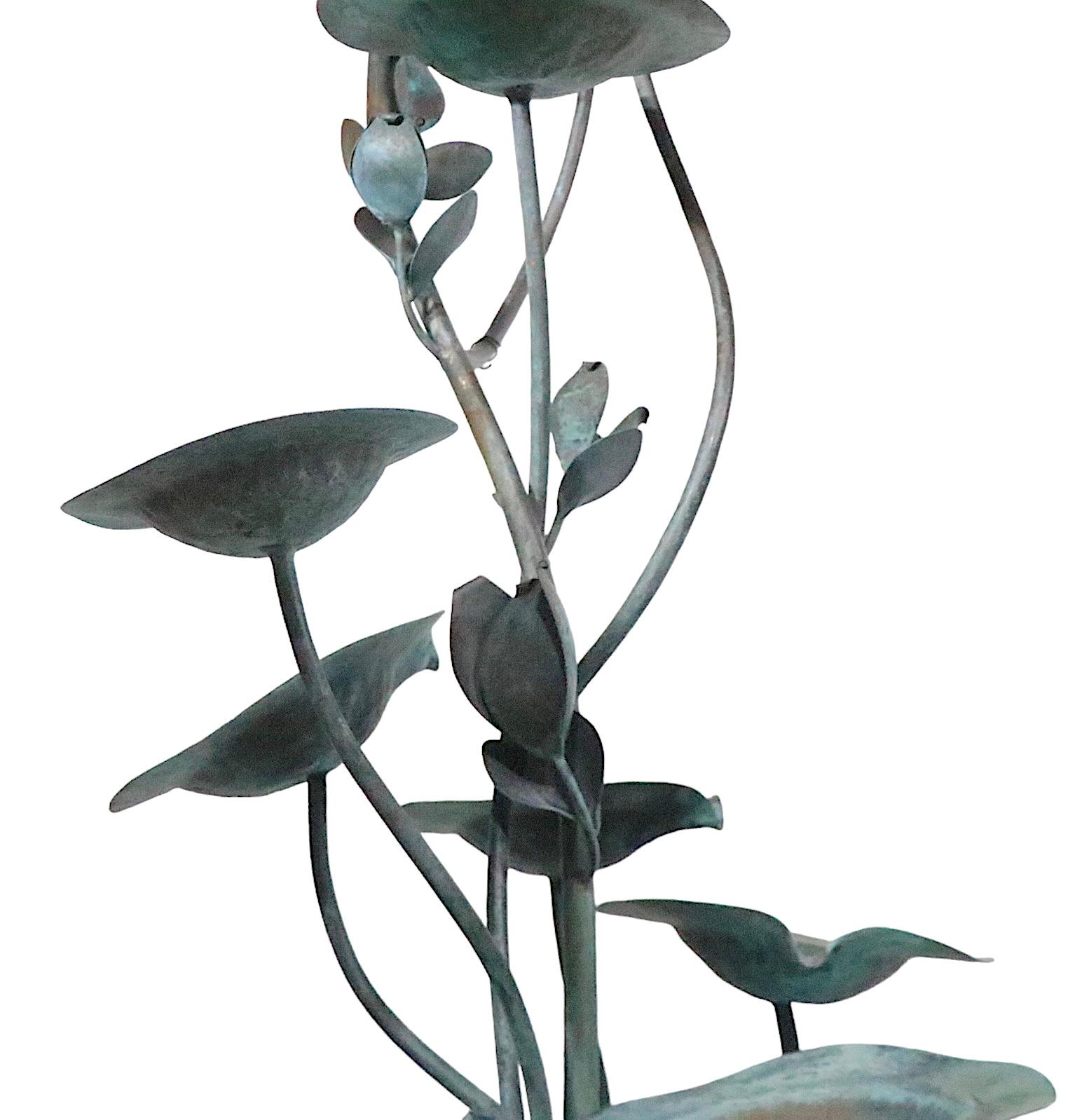 20th Century Verdigris Garden Fountain with Lily Pad Foliate Motif c. 1950/1970’s  For Sale