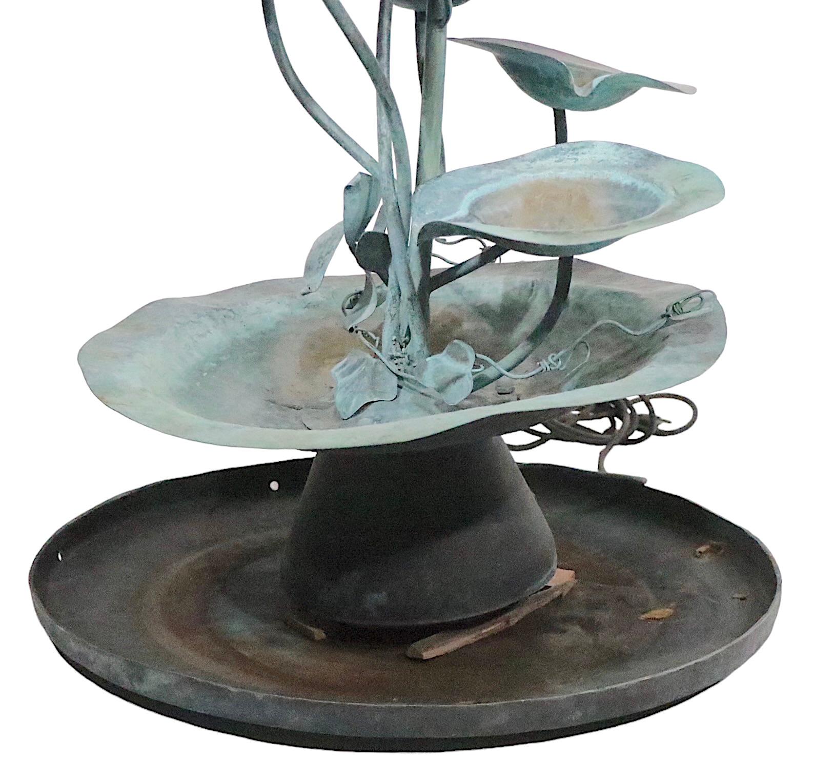 Verdigris Garden Fountain with Lily Pad Foliate Motif c. 1950/1970’s  For Sale 1
