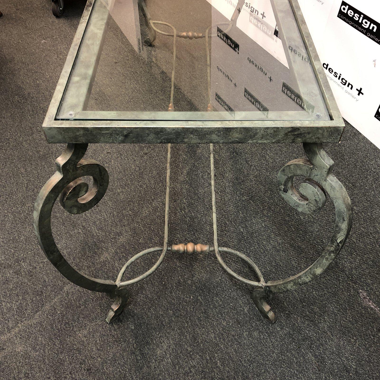 Verdigris Metal and Glass Console For Sale 4