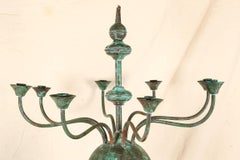 Verdigris Metal Eight-Light Candelabrum on Urn Form Base