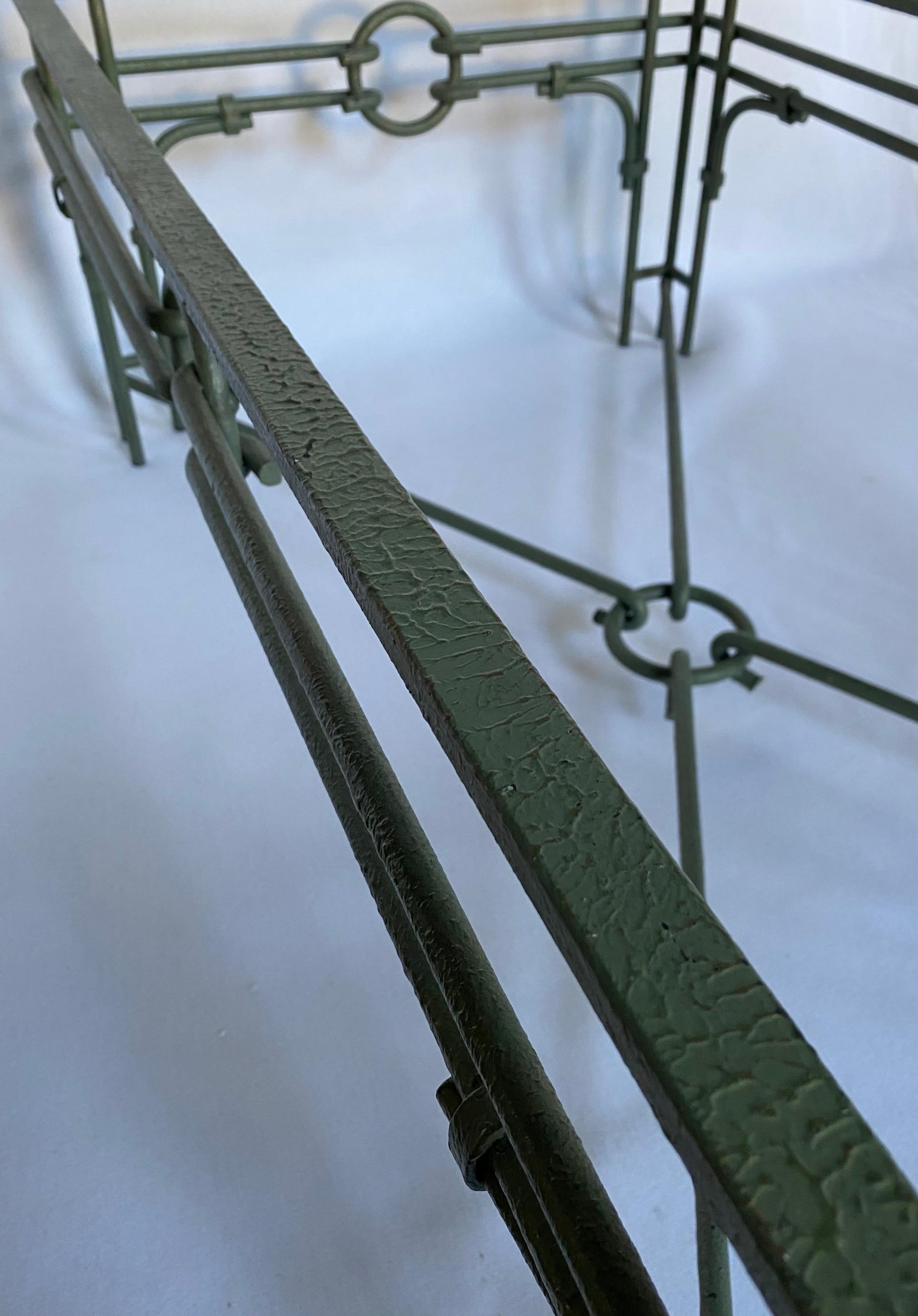 Verdigris Metal & Glass Rectangular Coffee Table, Giacometti Style 6
