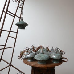 Verdigris Midcentury Metal Hanging Pendants '7'
